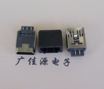 南山MINI USB 5Pin接口 带护套焊线母座 B型180度铜壳