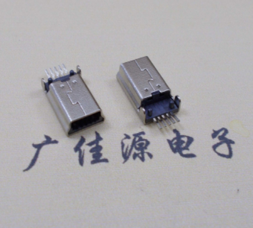南山MINI USB公头 5pin端子贴板带柱 10.7mm体长