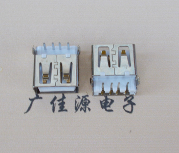 南山USB母座接口 AF90度沉板1.9引脚4P插件白胶芯直边
