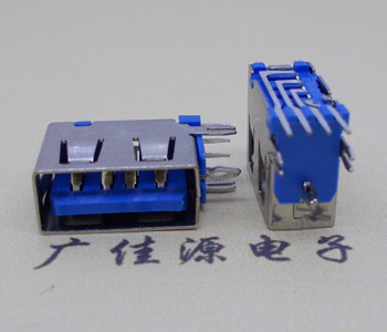南山USB 测插2.0母座 短体10.0MM 接口 蓝色胶芯