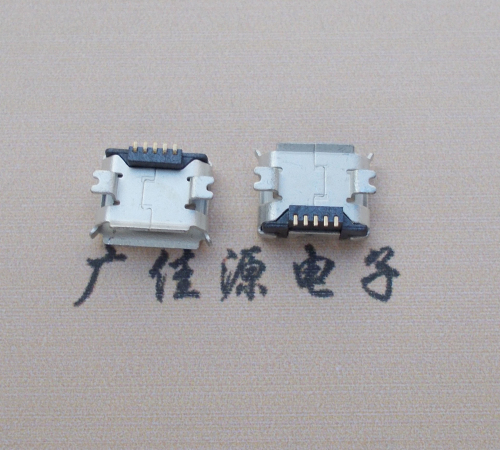 南山Micro USB 5PIN接口,B型垫高0.9mm鱼叉脚贴片雾锡卷边