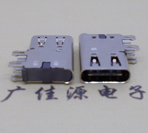 南山侧插USB3.1接头座子.90度type-c母座.6p侧插连接器